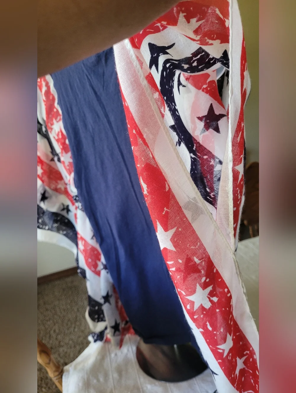 Bella Canvas Stars & Stripes Forever Navy Blue Patriotic Tee With Scarf Sleeves - Picture 3 of 4